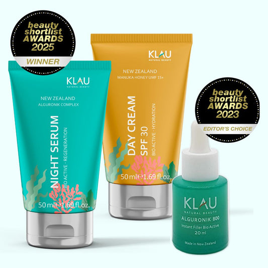 Pack Alguronik 800, Night Serum y Day Cream con los Beauty Shortlist Awards 2025 de KLAU Beauty